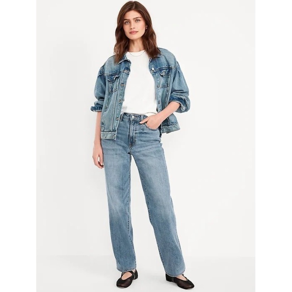 Old Navy Medium Wash High Waisted‎ Cute Casual Trendy OG Loose Jeans Size 6